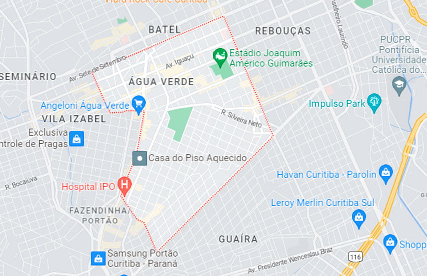 Mapa do bairro Água Verde Curitiba PR