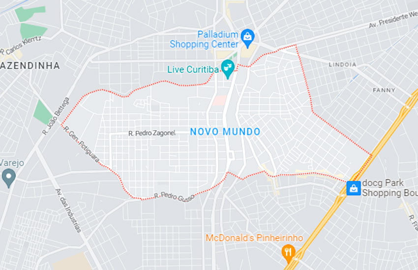 Mapa do bairro Novo Mundo Curitiba PR