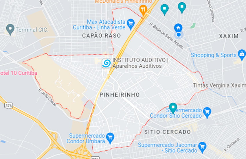 mapa do bairro Pinheirinho Curitiba PR