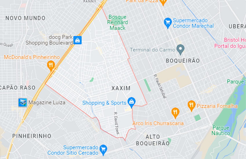 mapa do bairro Xaxim Curitiba